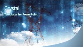  Presentation with binary - Presentation featuring screen against the evening electricity background and a ocean colored foreground