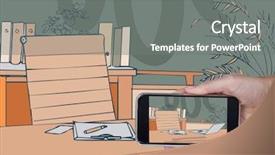  Presentation with hand shake office - Audience pleasing presentation consisting of screen and with the same backdrop and a  colored foreground