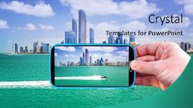  Presentation with abu dhabi - Amazing PPT theme having screen capture - making photos by smartphone backdrop and a light blue colored foreground
