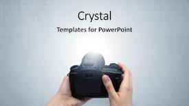  Presentation with shooting - Cool new PPT theme with screen capture - naked hand photo shooting backdrop and a sky blue colored foreground