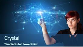  Presentation with hologram - Slide set with screen displaying modern web system background and a ocean colored foreground