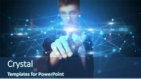  Presentation with hologram - Slide set enhanced with screen displaying modern web system background and a ocean colored foreground