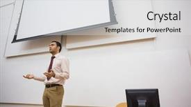  Presentation with lecture hall - Amazing slide deck having screen in the lecture hall backdrop and a light gray colored foreground