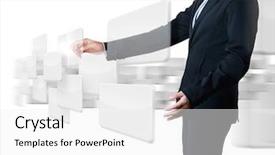  Presentation with touch screen virtual reality - Slide deck consisting of screen interface isolated on white background and a  colored foreground