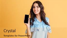  Presentation with blue orange - Presentation design enhanced with screen isolated on a orange background and a yellow colored foreground