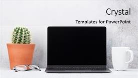  Presentation with laptop blank screen - Presentation theme consisting of screen laptop computer and accessories background and a light gray colored foreground