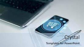  Presentation with technology - Presentation theme featuring screen laptop computer and chart background and a light blue colored foreground