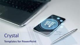  Presentation with e business and e commerce - Audience pleasing slide deck consisting of screen laptop computer and chart backdrop and a lemonade colored foreground