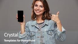  Presentation with teenage girl - Theme with screen mobile phone and show background and a gray colored foreground