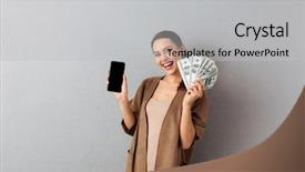  Presentation with mobile money - Amazing theme having screen mobile phone over gray backdrop and a light gray colored foreground