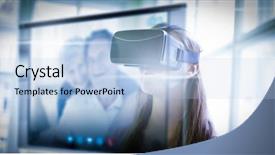  Presentation with touch screen virtual reality - Presentation enhanced with screen of a video call background and a light blue colored foreground