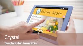  Presentation with using digital tablet - Audience pleasing slide deck consisting of screen of an online store backdrop and a coral colored foreground