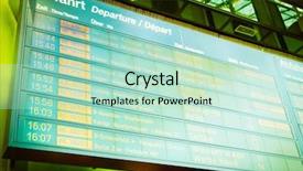  Presentation with airport timetable - PPT theme enhanced with screen of arrivals and departure background and a mint green colored foreground
