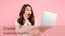  Presentation with silver - Cool new presentation design with screen of silver notebook backdrop and a coral colored foreground