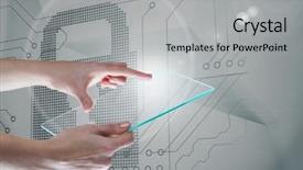  Presentation with digital circuits - Beautiful presentation theme featuring screen over security lock circuits backdrop and a light gray colored foreground