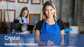  Presentation with mold - Slide set enhanced with screen printing - portrait of confident female worker background and a ocean colored foreground