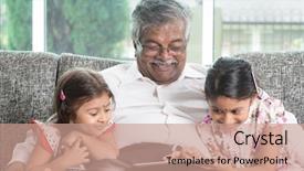  Presentation with touch screen technology - Slides with screen tablet computer portrait india background and a coral colored foreground