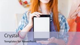  Presentation with artist - Theme with screen tablet in drawing class background and a light blue colored foreground