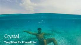  Presentation with underwater - PPT theme having screen view of man diving background and a ocean colored foreground