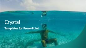  Presentation with sky diving man falling - Colorful PPT layouts enhanced with screen view of man diving backdrop and a ocean colored foreground