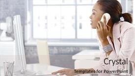  Presentation with computer hardware bus - Audience pleasing PPT layouts consisting of screen while on landline phone backdrop and a soft green colored foreground