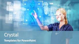  Presentation with biology - PPT theme featuring screen with biology and genetic background and a teal colored foreground