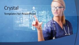  Presentation with blue - Colorful presentation design enhanced with screen with full body analyze backdrop and a light blue colored foreground