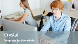  Presentation with grey computer email - Slide set featuring screen with smile while writing background and a gray colored foreground