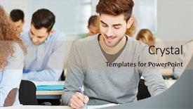  Presentation with assessment center - Presentation theme consisting of screening test in assessment background and a coral colored foreground