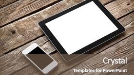  Presentation with old wood - Audience pleasing presentation consisting of screens on old wooden desk backdrop and a violet colored foreground