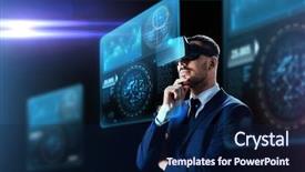  Presentation with augmented reality business - Audience pleasing presentation theme consisting of video analytic - business people augmented reality backdrop and a navy blue colored foreground