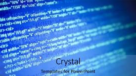  Presentation with code - Audience pleasing presentation design consisting of screens with program web code backdrop and a light blue colored foreground