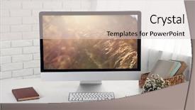  Presentation with workplace - Presentation theme consisting of screensaver - office workplace with modern computer background and a light gray colored foreground