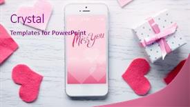  Presentation with retail smart phone - Presentation design with screensaver - white smart phone with hearts background and a lemonade colored foreground