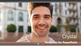  Presentation with video - Beautiful presentation theme featuring screenshot-of-pleased-handsome-man backdrop and a coral colored foreground