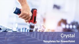  Presentation with machines - Amazing PPT theme having assembling bitcoin mining machines man' backdrop and a ocean colored foreground