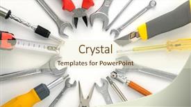  Presentation with set of construction tools tool - Presentation featuring screw - set tools arranged around circle background and a cream colored foreground