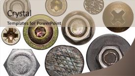  Presentation with heads - Audience pleasing presentation theme consisting of screw and nail heads nuts backdrop and a coral colored foreground