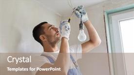  Presentation with technology that strengthen the citizenship and soc - Beautiful PPT layouts featuring screw light bulb - building renovation technology electricity backdrop and a coral colored foreground