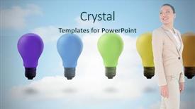  Presentation with image retrieval - Cool new presentation theme with screw light bulb - composite image of smiling asian backdrop and a light blue colored foreground