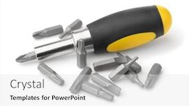  Presentation with bits - Beautiful PPT theme featuring screwdriver-and-metal-replacement-bits backdrop and a white colored foreground