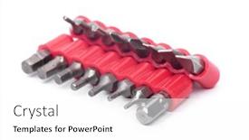  Presentation with bits - Slides enhanced with screwdriver-bits-set-isolated background and a white colored foreground