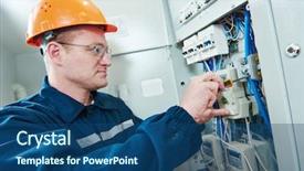  Presentation with fuse - Colorful PPT theme enhanced with screwdriver repair switching electric actuator backdrop and a ocean colored foreground