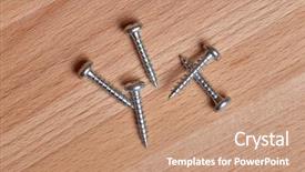  Presentation with old wooden table food - Presentation design consisting of screws on a wooden table background and a coral colored foreground