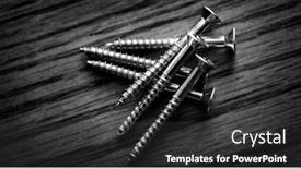  Presentation with peonies wood - Presentation theme featuring screws-pile-of-on-wood background and a dark gray colored foreground