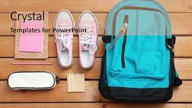  Presentation with backpack - Presentation theme consisting of scribbler - backpack and school supplies background and a coral colored foreground