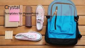  Presentation with backpack - Theme consisting of scribbler - backpack and school supplies background and a coral colored foreground