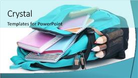  Presentation with backpack - Theme having scribbler - backpack with school supplies isolated background and a arctic colored foreground