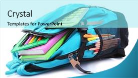  Presentation with nyu school - Beautiful presentation design featuring scribbler - backpack with school supplies isolated backdrop and a arctic colored foreground