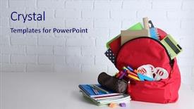  Presentation with backpack - Presentation with scribbler - backpack with school supplies background and a sky blue colored foreground